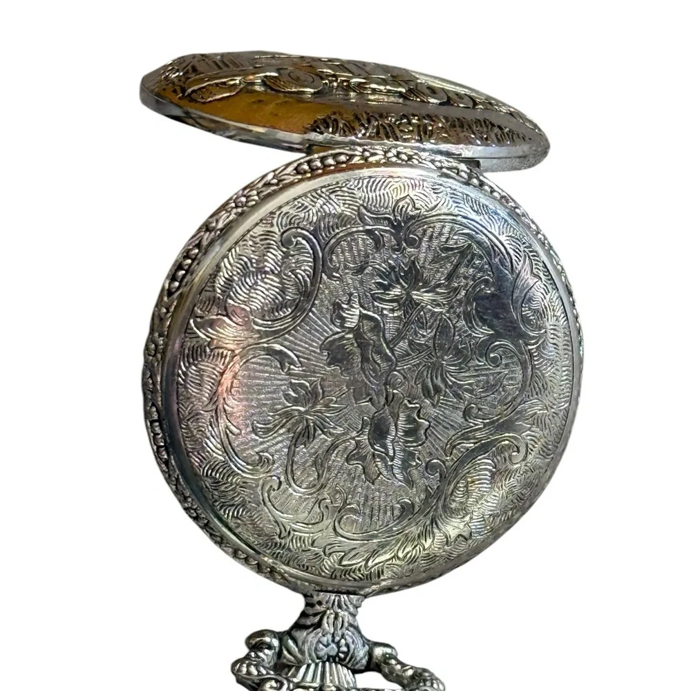 Watch-It Quartz Pocket Watch Semi Truck Design Silver Tone Vintage Style